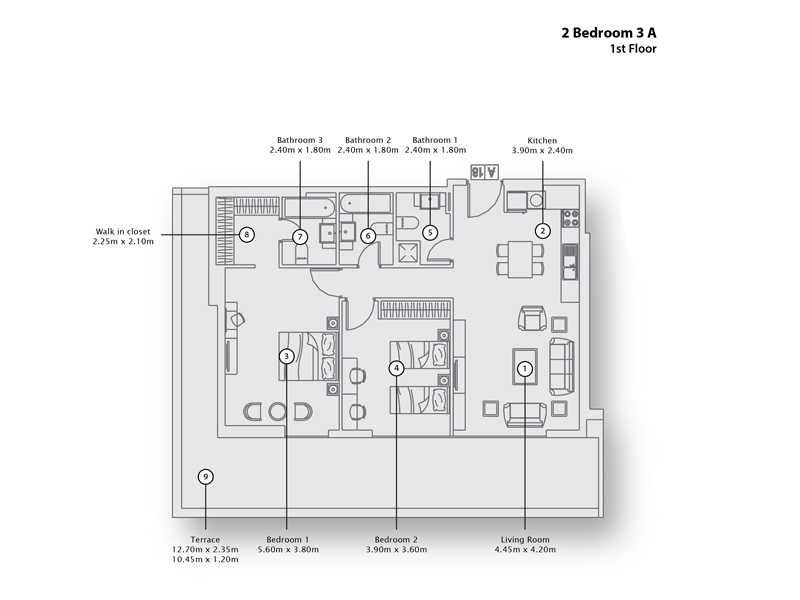 2 Bedroom Apartment 3 A, 1st Floor